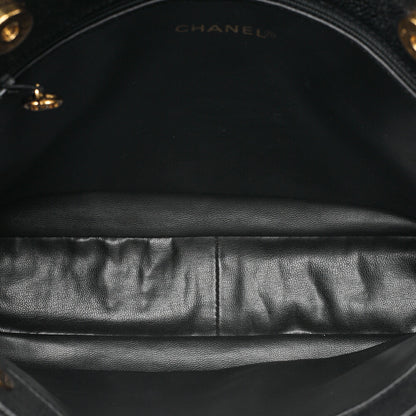CHANEL Shoulder Bag Chain Tote Bag Caviar Skin Matelasse Ball Charm Black Gold-Tone Hardware, Pre-Owned