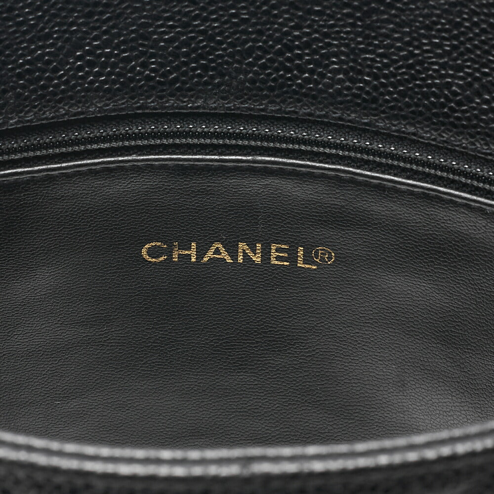 CHANEL Shoulder Bag Chain Tote Bag Caviar Skin Matelasse Ball Charm Black Gold-Tone Hardware, Pre-Owned