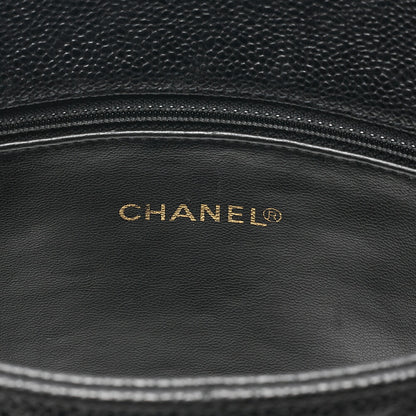 CHANEL Shoulder Bag Chain Tote Bag Caviar Skin Matelasse Ball Charm Black Gold-Tone Hardware, Pre-Owned