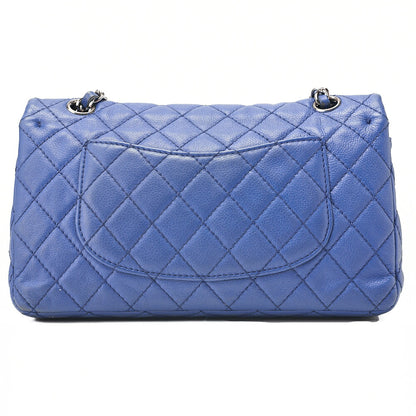 CHANEL Soft Caviar Skin Matelasse Double Flap 25cm Chain Shoulder Navy Silver-Tone Hardware, Pre-Owned