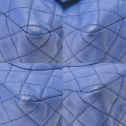 CHANEL Soft Caviar Skin Matelasse Double Flap 25cm Chain Shoulder Navy Silver-Tone Hardware, Pre-Owned