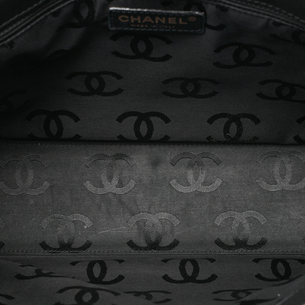 CHANEL Coco Mark Wood Chain Shoulder Caviar Skin Black Gold-Tone Hardware, Pre-Owned