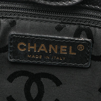 CHANEL Coco Mark Wood Chain Shoulder Caviar Skin Black Gold-Tone Hardware, Pre-Owned