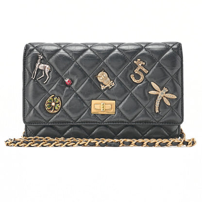 CHANEL Matelasse Chain Wallet Vintage Calf Black Gold-Tone Hardware, Pre-Owned