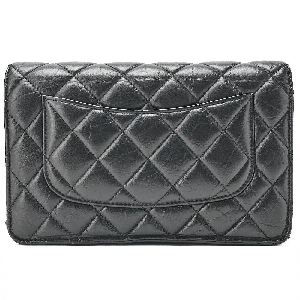CHANEL Matelasse Chain Wallet Vintage Calf Black Gold-Tone Hardware, Pre-Owned
