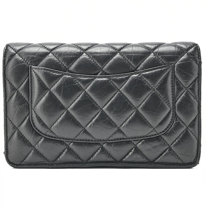 CHANEL Matelasse Chain Wallet Vintage Calf Black Gold-Tone Hardware, Pre-Owned