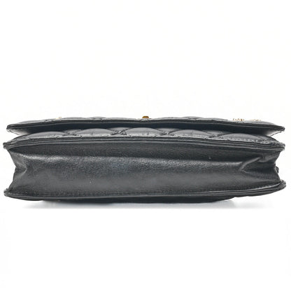 CHANEL Matelasse Chain Wallet Vintage Calf Black Gold-Tone Hardware, Pre-Owned