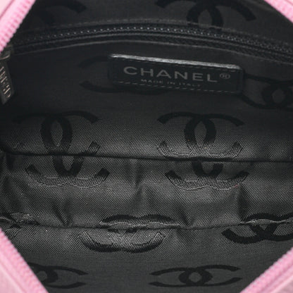 CHANEL Kanbon Line Matelasse Calf Leather Pink x Black Mini Shoulder Bag Silver-Tone Hardware, Pre-Owned