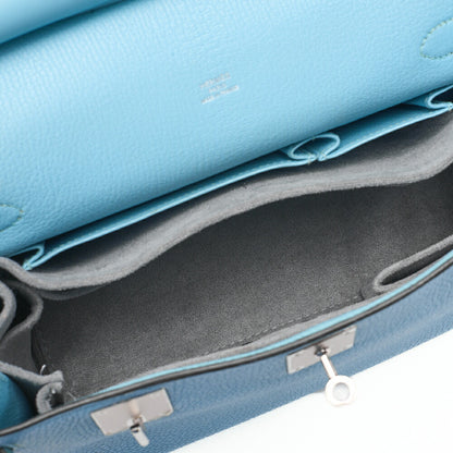 HERMES Hermes Gypsy ?re 28 Shoulder Bag Taurillon Clemence x Swift Blue Atoll Silver-Tone Hardware, Pre-Owned
