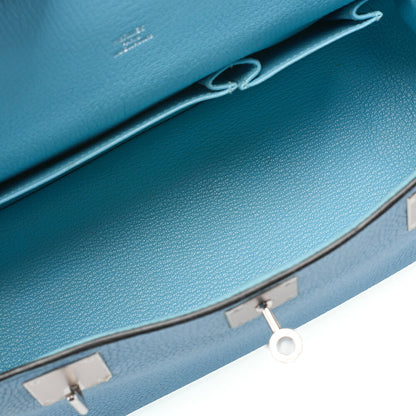 HERMES Hermes Gypsy ?re 28 Shoulder Bag Taurillon Clemence x Swift Blue Atoll Silver-Tone Hardware, Pre-Owned