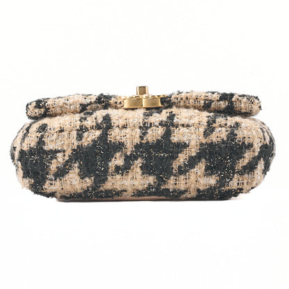 CHANEL Shoulder Bag Waist Bag Chanel 19 Matelasse Tweed Beige x Black Silver x Gold-Tone Hardware, Pre-Owned