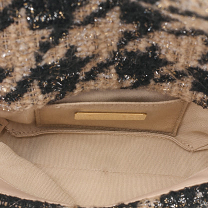 CHANEL Shoulder Bag Waist Bag Chanel 19 Matelasse Tweed Beige x Black Silver x Gold-Tone Hardware, Pre-Owned