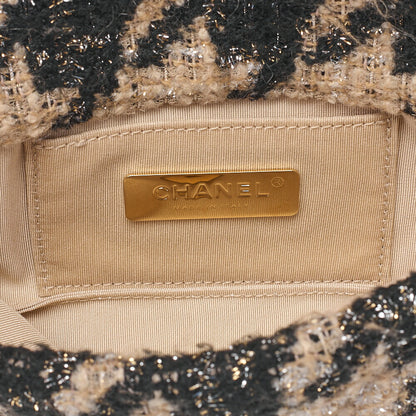 CHANEL Shoulder Bag Waist Bag Chanel 19 Matelasse Tweed Beige x Black Silver x Gold-Tone Hardware, Pre-Owned