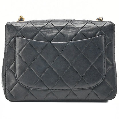 CHANEL Chain Shoulder Bag Mini Matelasse 18cm Turn Lock Lambskin Black Gold -Tone Hardware, Pre-Owned