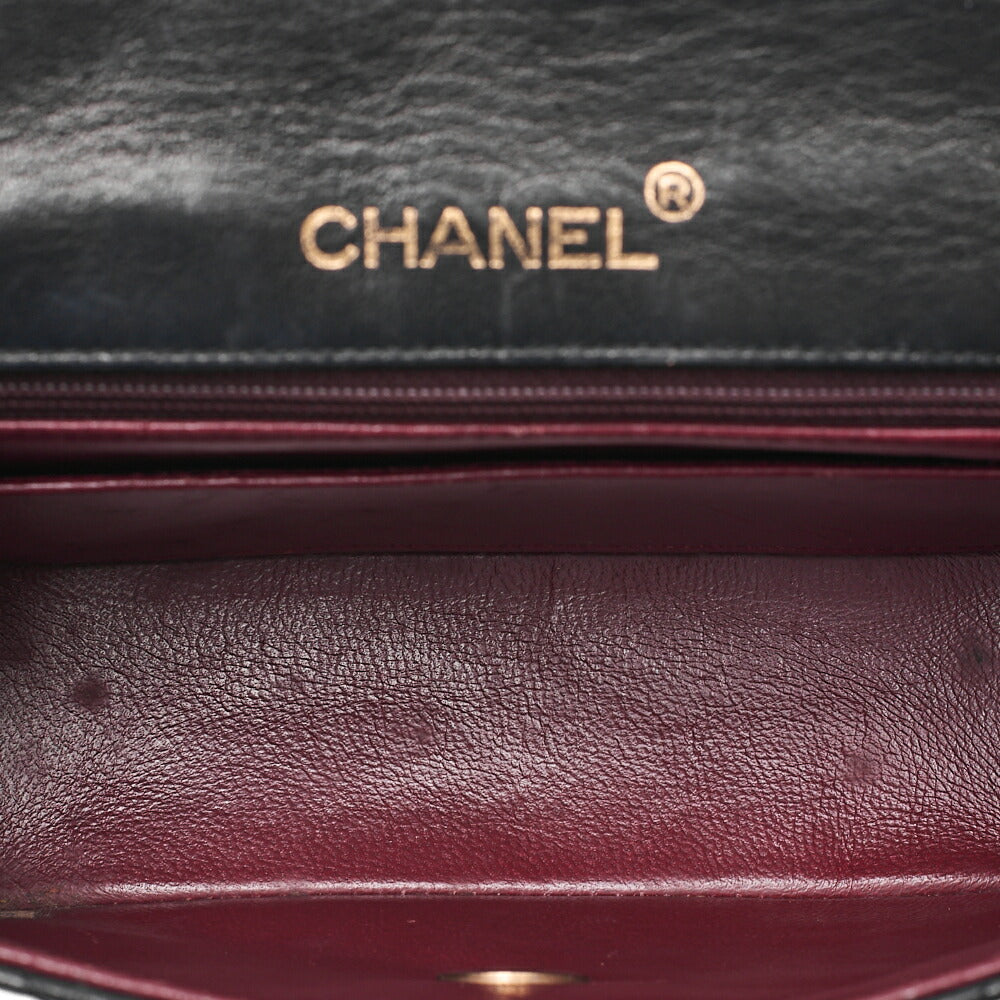 CHANEL Chain Shoulder Bag Mini Matelasse 18cm Turn Lock Lambskin Black Gold -Tone Hardware, Pre-Owned