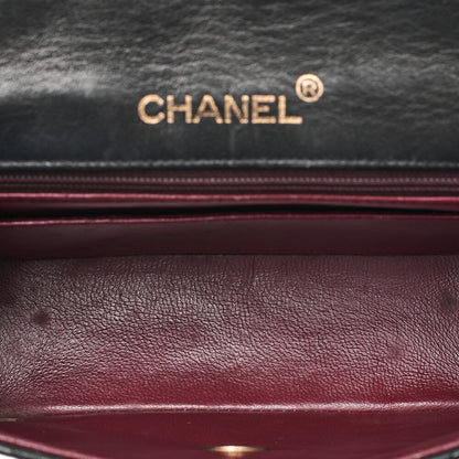 CHANEL Chain Shoulder Bag Mini Matelasse 18cm Turn Lock Lambskin Black Gold -Tone Hardware, Pre-Owned