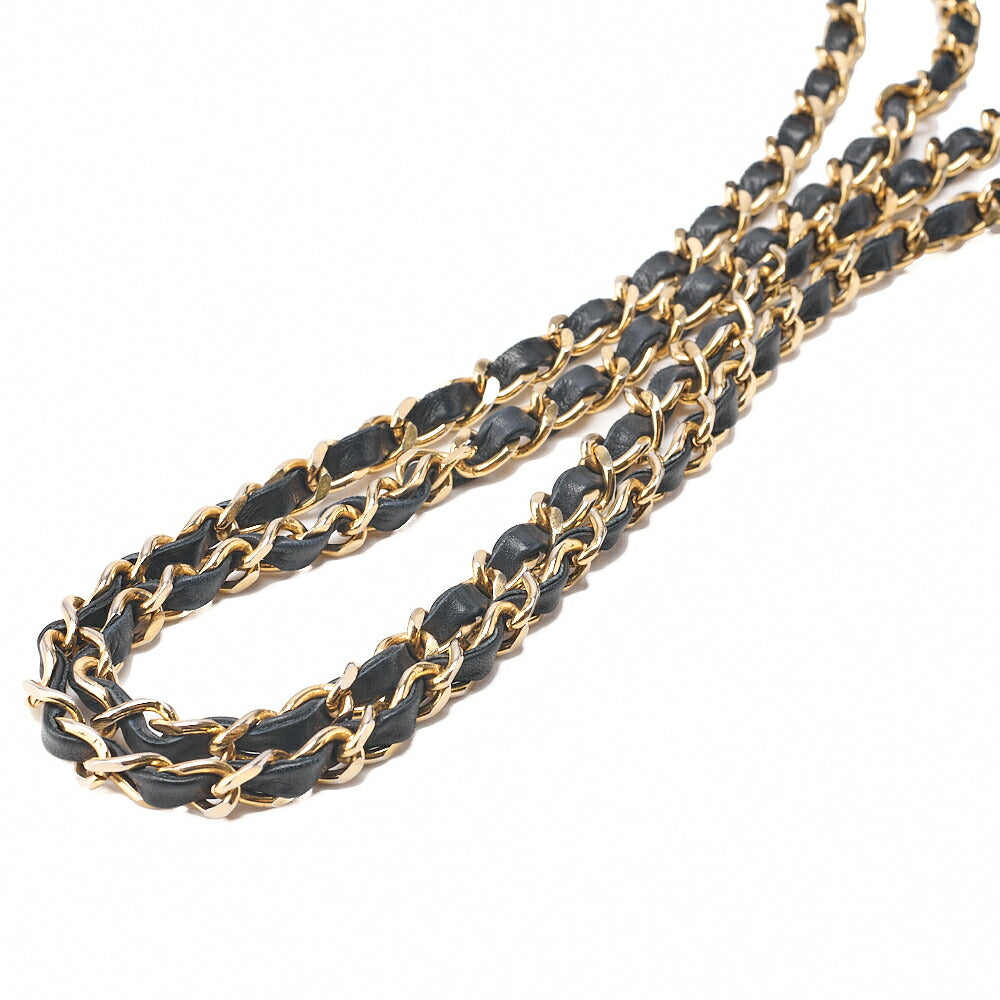 CHANEL Lambskin Chevron Chain Shoulder Bag with Charm Navy Gold-Tone Hardware, Pre-Owned