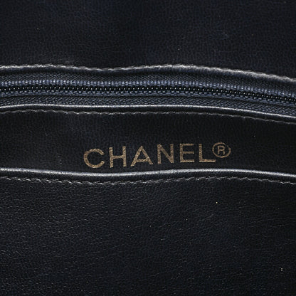CHANEL Lambskin Chevron Chain Shoulder Bag with Charm Navy Gold-Tone Hardware, Pre-Owned