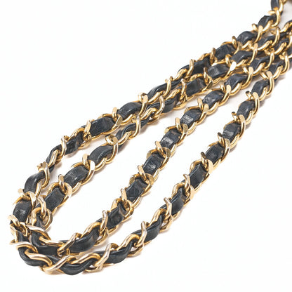 CHANEL Chanel Matelasse Plate Charm Chain Shoulder Lambskin Navy Gold-Tone Hardware, Pre-Owned