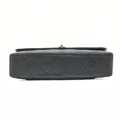 CHANEL Lambskin Matelasse 27cm Paris Limited Double Flap Shoulder Bag Black Gold-Tone Hardware, Pre-Owned