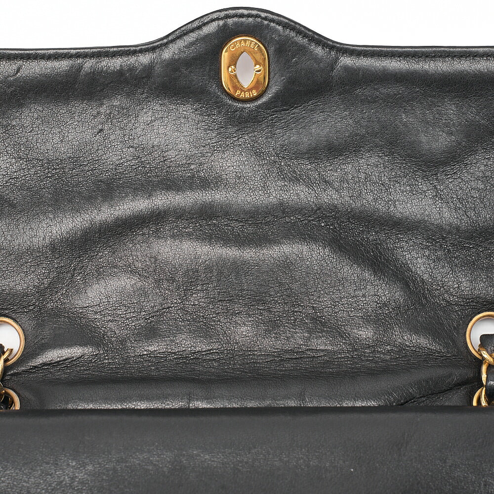 CHANEL Lambskin Matelasse 27cm Paris Limited Double Flap Shoulder Bag Black Gold-Tone Hardware, Pre-Owned