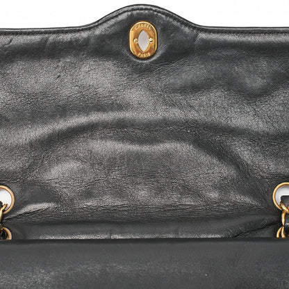 CHANEL Lambskin Matelasse 27cm Paris Limited Double Flap Shoulder Bag Black Gold-Tone Hardware, Pre-Owned