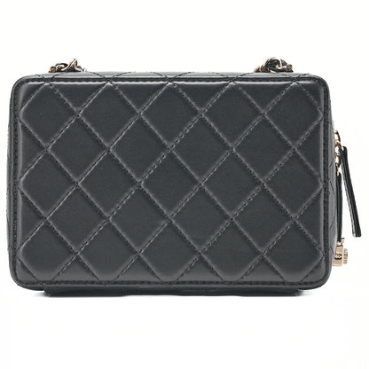 CHANEL Chain Shoulder Bag Matelasse Camera Bag Lambskin Black Gold-Tone Hardware, Pre-Owned