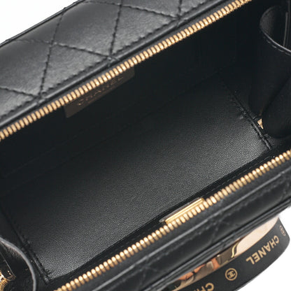 CHANEL Chain Shoulder Bag Matelasse Camera Bag Lambskin Black Gold-Tone Hardware, Pre-Owned
