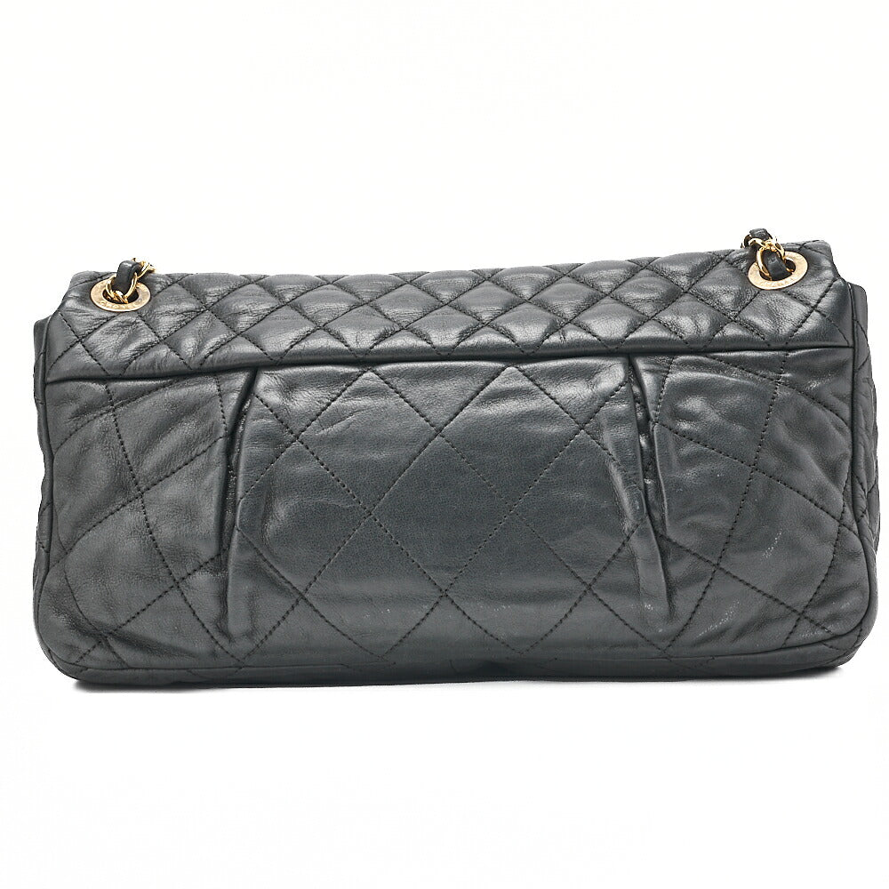 CHANEL Sparkle Leather Matelasse Single Chain Shoulder Black Gold-Tone Hardware, Pre-Owned