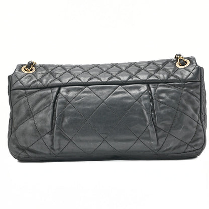 CHANEL Sparkle Leather Matelasse Single Chain Shoulder Black Gold-Tone Hardware, Pre-Owned