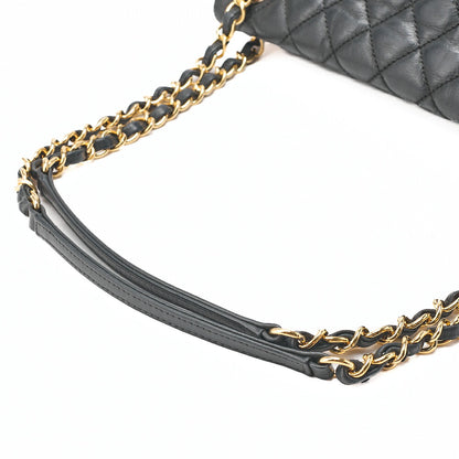 CHANEL Sparkle Leather Matelasse Single Chain Shoulder Black Gold-Tone Hardware, Pre-Owned