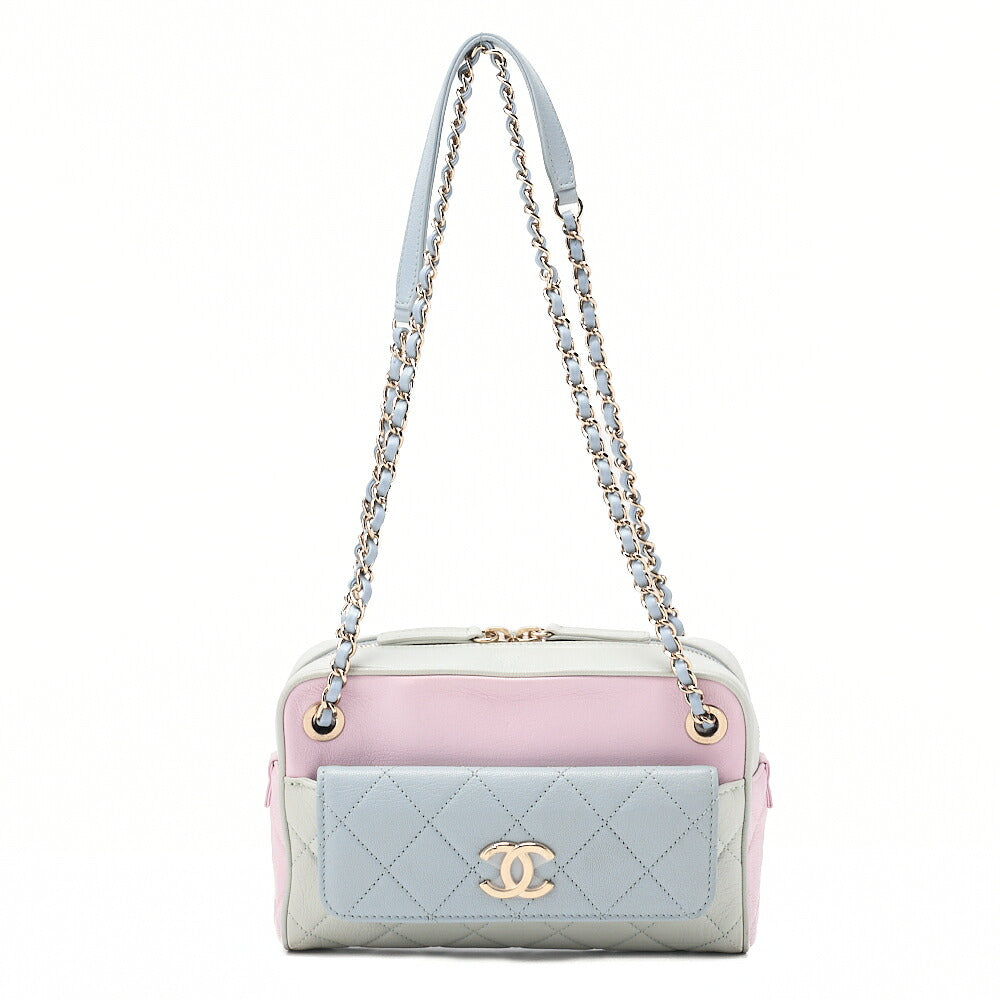 CHANEL Leather Coco Mark Chain Shoulder with Pouch Multicolor Gold-Tone Hardware, Pre-Owned