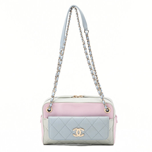 CHANEL Leather Coco Mark Chain Shoulder with Pouch Multicolor Gold-Tone Hardware, Pre-Owned