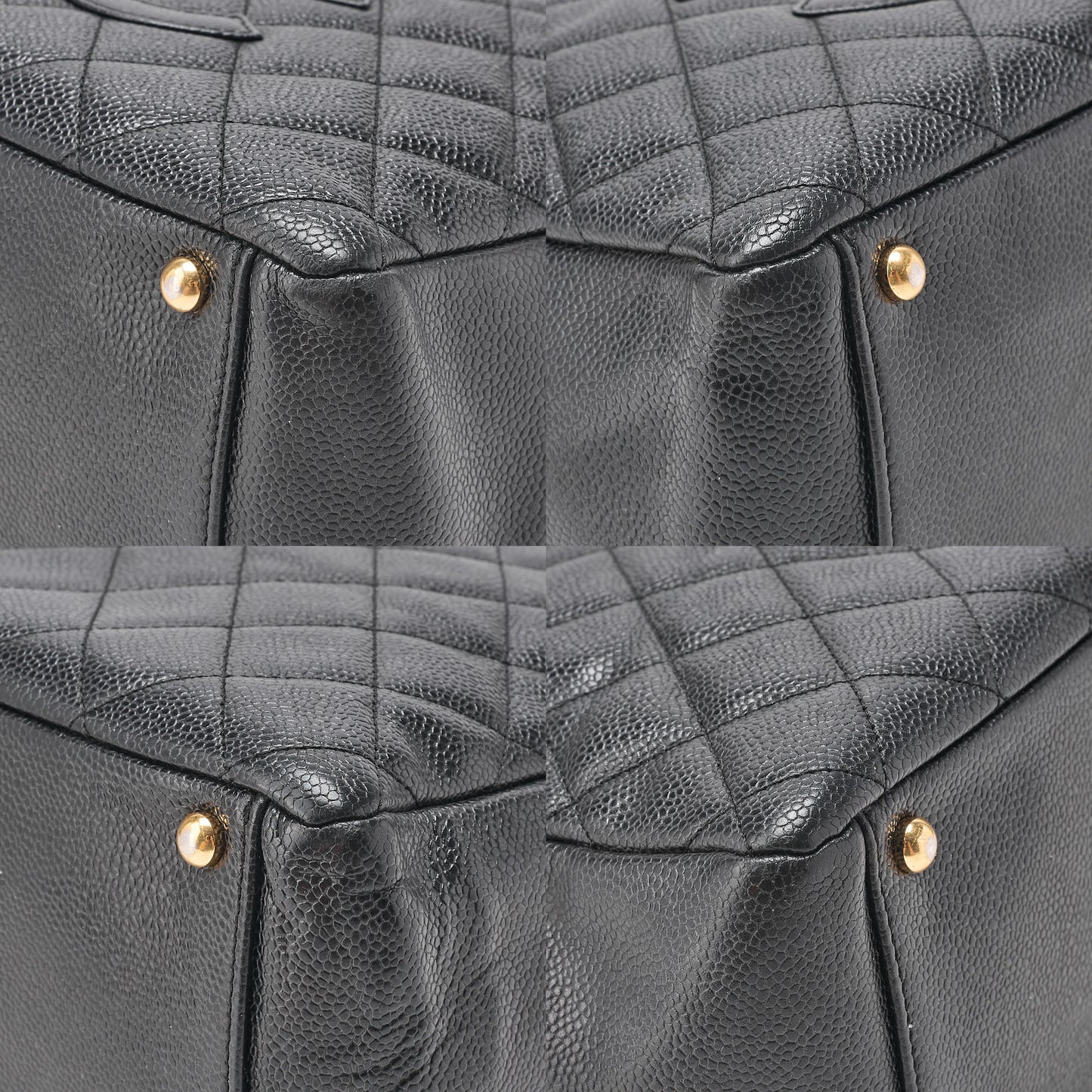 CHANEL Tote Bag Matelasse Caviar Skin Coco Mark PTT Double Chain Tote Black Gold-Tone Hardware, Pre-Owned