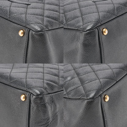CHANEL Tote Bag Matelasse Caviar Skin Coco Mark PTT Double Chain Tote Black Gold-Tone Hardware, Pre-Owned