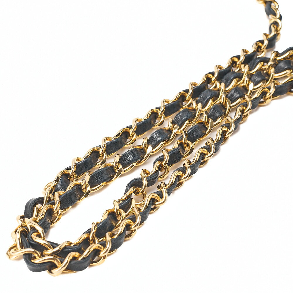 CHANEL Lambskin Matelasse Full Flap Turn Lock Chain Shoulder Navy Gold-Tone Hardware, Pre-Owned
