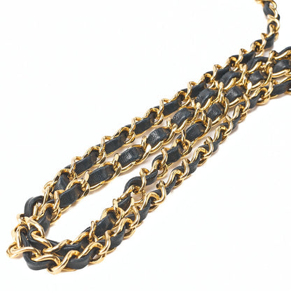 CHANEL Lambskin Matelasse Full Flap Turn Lock Chain Shoulder Navy Gold-Tone Hardware, Pre-Owned