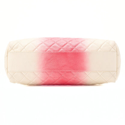 CHANEL 2-way Chain Shoulder Bag Matelasse Caviar Skin Coco Charm Pink x White Silver-Tone Hardware, Pre-Owned