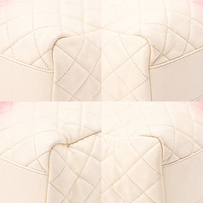 CHANEL 2-way Chain Shoulder Bag Matelasse Caviar Skin Coco Charm Pink x White Silver-Tone Hardware, Pre-Owned