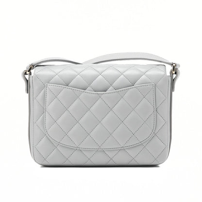 CHANEL Shoulder Bag Minimat Lass? 20cm Lambskin Cool Gray Silver-Tone Hardware, Pre-Owned