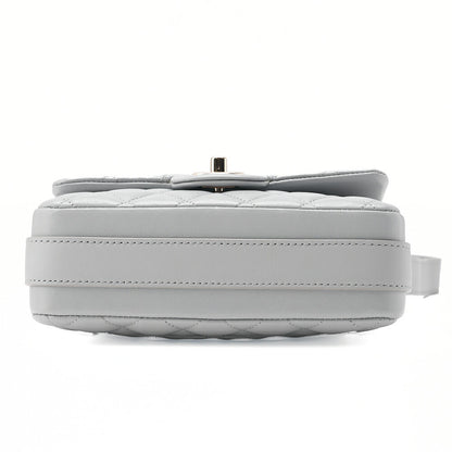 CHANEL Shoulder Bag Minimat Lass? 20cm Lambskin Cool Gray Silver-Tone Hardware, Pre-Owned