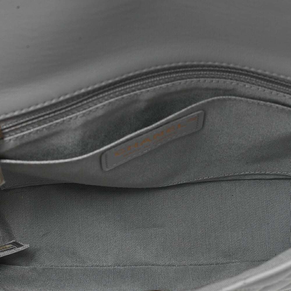 CHANEL Shoulder Bag Minimat Lass? 20cm Lambskin Cool Gray Silver-Tone Hardware, Pre-Owned