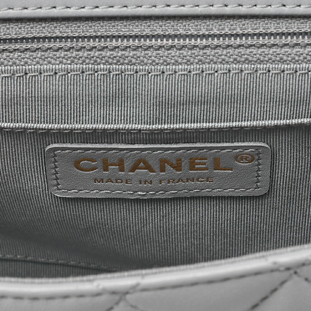 CHANEL Shoulder Bag Minimat Lass? 20cm Lambskin Cool Gray Silver-Tone Hardware, Pre-Owned
