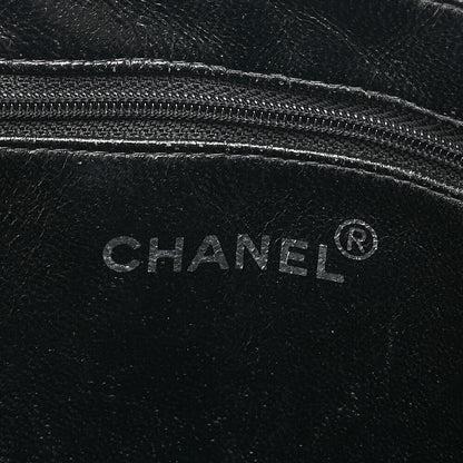 CHANEL Shoulder Bag Caviar Skin Matelasse Pull Charm Black Silver-Tone Hardware, Pre-Owned