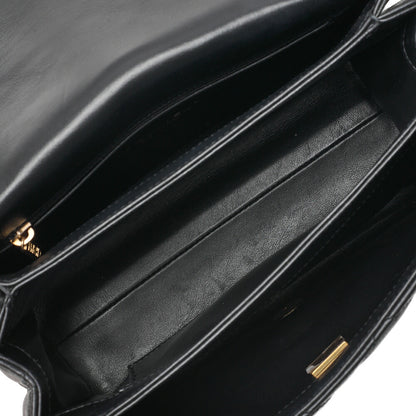 CHANEL Chain Shoulder Bag Matelasse 23cm Single Flap Lambskin Black Gold-Tone Hardware, Pre-Owned