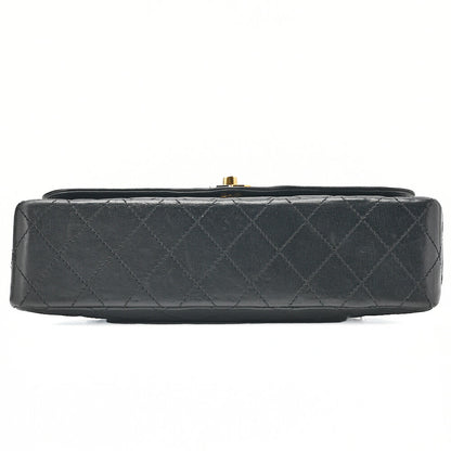 CHANEL Lambskin Matelasse 25cm Paris Limited Double Flap Shoulder Bag Black Gold-Tone Hardware, Pre-Owned