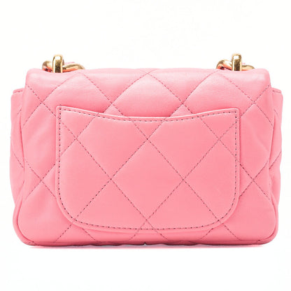 CHANEL Lambskin Minimat Telass? Single Giant Chain Shoulder Pink Gold-Tone Hardware, Pre-Owned