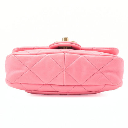 CHANEL Lambskin Minimat Telass? Single Giant Chain Shoulder Pink Gold-Tone Hardware, Pre-Owned