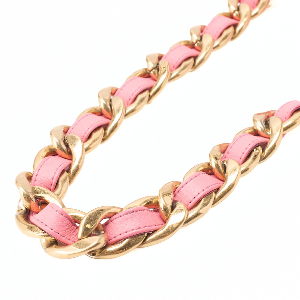 CHANEL Lambskin Minimat Telass? Single Giant Chain Shoulder Pink Gold-Tone Hardware, Pre-Owned