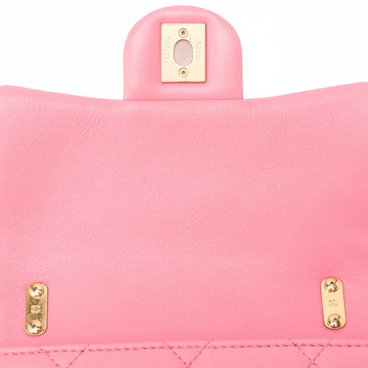 CHANEL Lambskin Minimat Telass? Single Giant Chain Shoulder Pink Gold-Tone Hardware, Pre-Owned